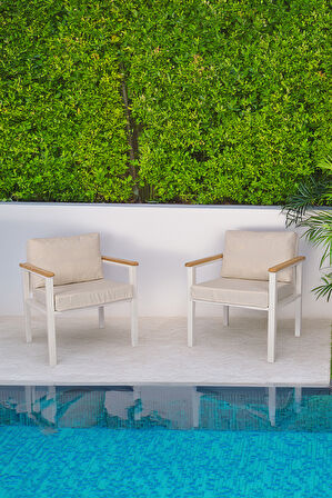 NEOKAS Metal Bahçe Oturma Grubu, Balkon Takımı, Kafe Koltuğu, Bekleme Alanı Koltuğu, 2 Adet Tekli Koltuk