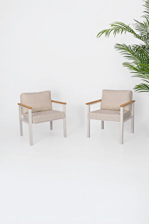 NEOKAS Metal Bahçe Oturma Grubu, Balkon Takımı, Kafe Koltuğu, Bekleme Alanı Koltuğu, 2 Adet Tekli Koltuk