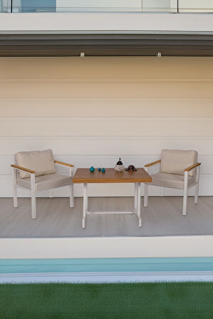 NEOKAS Metal Bahçe Oturma Grubu, Balkon Takımı, Kafe Koltuğu, Bekleme Alanı Koltuğu, 1 + 1 + Masa