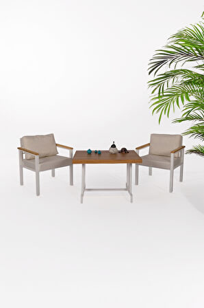 NEOKAS Metal Bahçe Oturma Grubu, Balkon Takımı, Kafe Koltuğu, Bekleme Alanı Koltuğu, 1 + 1 + Masa