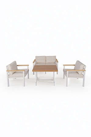 NEOKAS Metal Bahçe Oturma Grubu, Balkon Takımı, Kafe Koltuğu, Bekleme Alanı Koltuğu, 1 + 1 + 2 + Masa