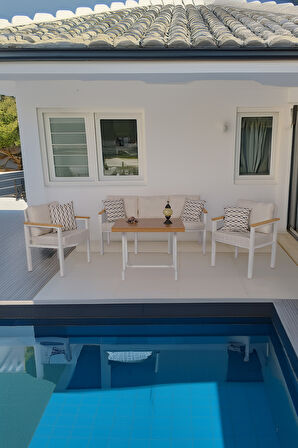 NEOKAS  Balkon Mobilyası, Bahçe Takımı, Kafe Koltuğu, Bekleme Alanı Koltuğu, 1 +1 + 3+ Masa