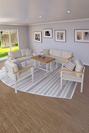 NEOKAS  Balkon Mobilyası, Bahçe Takımı, Kafe Koltuğu, Bekleme Alanı Koltuğu, 1 +1 + 2 + 3 + Masa