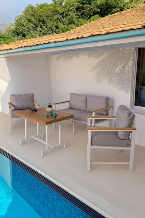 NEOKAS  Balkon Mobilyası, Bahçe Takımı, 1+1+2+Masa, Kafe Koltuğu, Bekleme Alanı Koltuğu