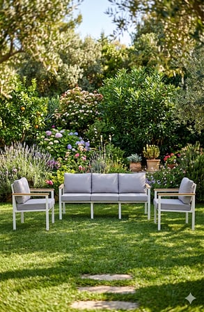 NEOKAS  Bahçe Takımı, 1+1+3, Balkon Mobilyası, Kafe Koltuğu, Bekleme Alanı Koltuğu