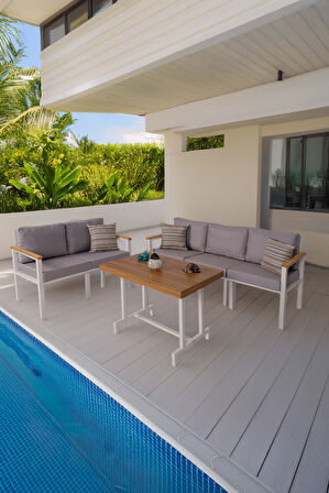 NEOKAS  Bahçe Takımı, Balkon Mobilyası, 2+3+Masa, Kafe Koltuğu, Minimalist Tasarım