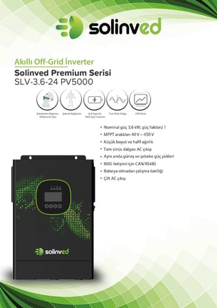 Solinved 3.6kw Bağevi Paketi 1 Adet 3.6kw Akıllı Inverter 1 Adet 25.6V 200AH Lityum Akü