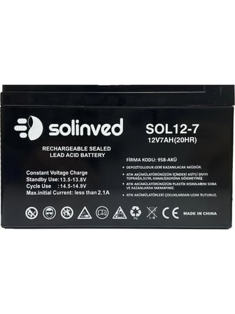 Solinved 12V 7AH Kuru Tip Akü (4 Adet)