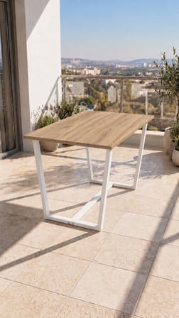 NEOKAS Beyaz Balkon Masası, Bahçe Sehpası, Balkon Mobilyası Orta Masa 