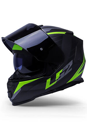 Storm Nerve Mat Siyah Neon Sarı Kask Siyah Camlı