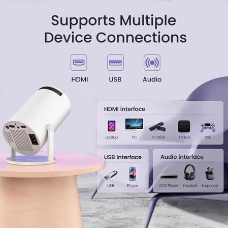 Ticimark Lightbeam ile Uyumlu 720p HD Akıllı Projeksiyon Cihazı 2000 Lümen
