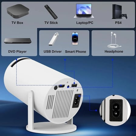Ticimark Lightbeam ile Uyumlu 720p HD Akıllı Projeksiyon Cihazı 2000 Lümen