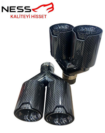 İTHAL  90 LIK PİANO BLACK BMW M LOGOLU EGZOZ UCU SETİ (SAĞ-SOL)