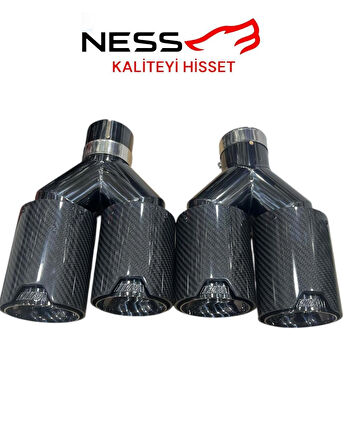 İTHAL  90 LIK PİANO BLACK BMW M LOGOLU EGZOZ UCU SETİ (SAĞ-SOL)