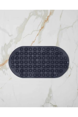 Vantuzlu Oval Masajlı Silikon Banyo Paspası Vantuzlu Banyo Ve Duş Kaydırmazı Banyo Paspası Antrasit