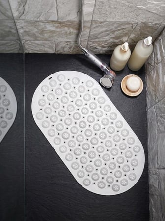 Vantuzlu Oval Masajlı Silikon Banyo Paspası Vantuzlu Banyo Ve Duş Kaydırmazı Banyo Paspası Antrasit