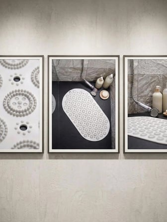 Vantuzlu Oval Masajlı Silikon Banyo Paspası Vantuzlu Banyo Ve Duş Kaydırmazı Banyo Paspası Antrasit