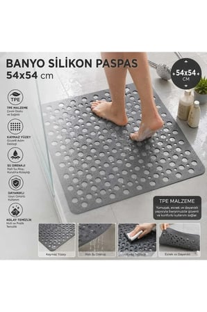 Vantuzlu Silikon Bubble Duş Kaydırmazı Banyo Paspası 54x54 Vantuzlu Banyo Paspası