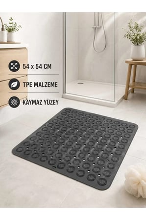 Silikon Kaydırmaz Taban Masajlı Duşakabin ve Banyo Paspası - Kare Banyo ve Küvet İçi Masajlı Paspas 54X54