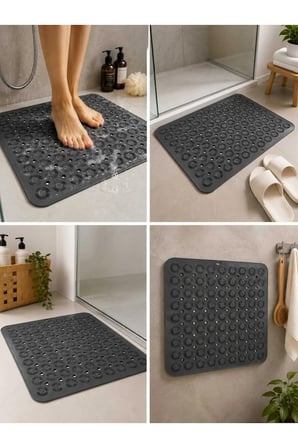 Silikon Kaydırmaz Taban Masajlı Duşakabin ve Banyo Paspası - Kare Banyo ve Küvet İçi Masajlı Paspas 54X54