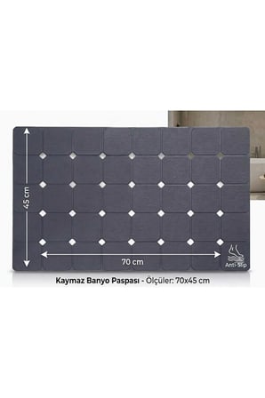 Banyo Paspası – 45x70 cm, Kaymaz Duş ve Küvet Matı, Bebek Dostu, Modern Banyo Aksesuarı