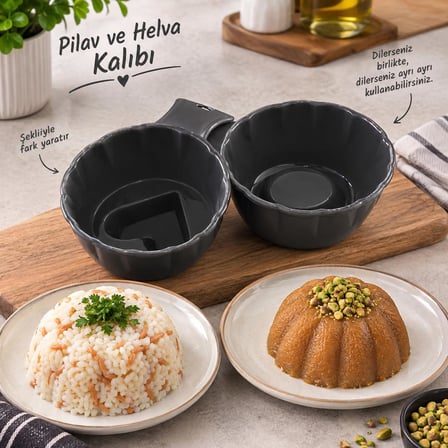 NestAura 2'li Pilav Helva ve Tatlı Şekillendirici Sunum Kalıbı Seti