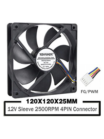 NetDünya 12cm 12 Volt 4 Pinli Fan 120X120X25MM 12 CM 4 Pin Fan