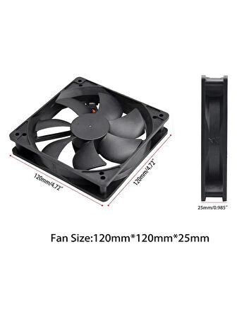 NetDünya 12cm 12 Volt 4 Pinli Fan 120X120X25MM 12 CM 4 Pin Fan