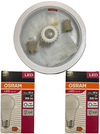 Netelsan Observer 360 Derece Sensörlü Tavan Armatürü + 2 Adet Osram 8.5W Beyaz Hediye