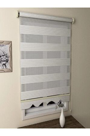 Pliseli Ekru Zebra Perde