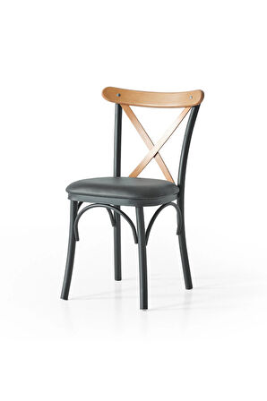 NEVA 20 Masa Takımı – Açılır Kapanır Masa. 4 Sandalyeli. Atlantik/Siyah. Ceviz Ahşap Detaylı