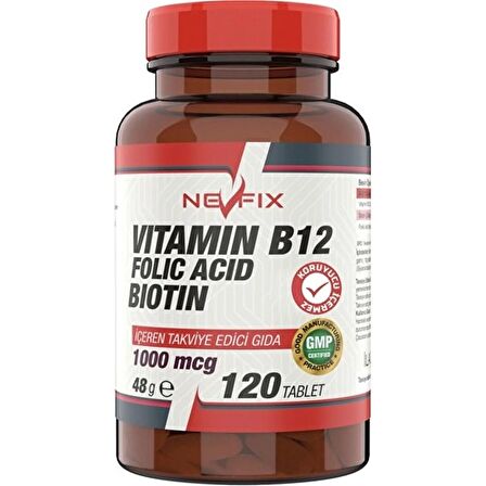 Nevfix Vitamin B12 Folic Acid Biotin 1000 Mcg 120 Tablet