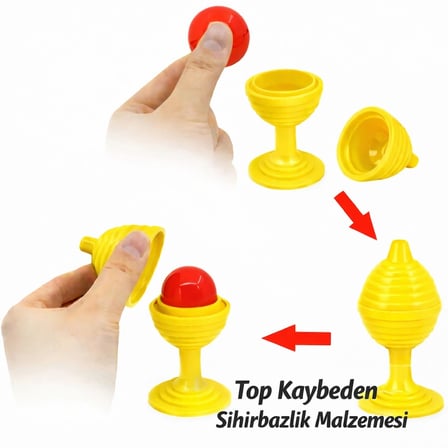 Nevamel Sarı Renk Sihirli Kupa Top Kaybetme Oyunu 7 cm