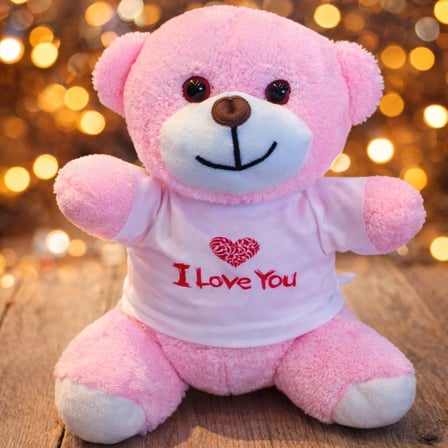 Nevamel® I Love You Tişörtlü Pembe Peluş Ayıcık