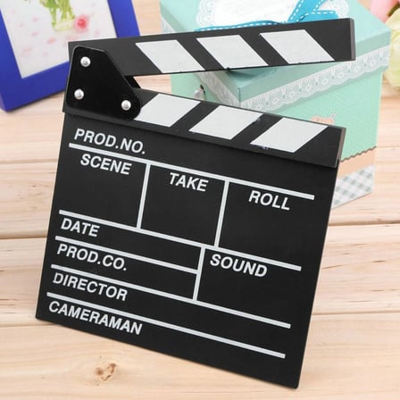 Nevamel® Küçük Boy Dekoratif Sinema Klaketi - Ahşap Tasarım - 20x20 cm