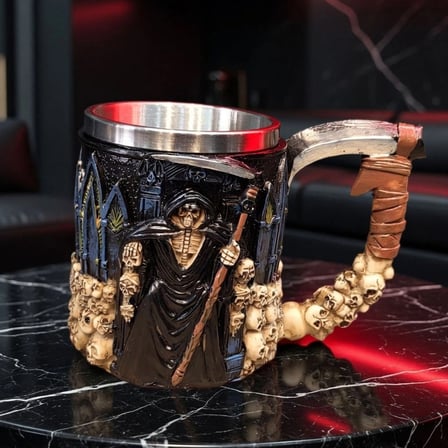 Nevamel® 3D İskelet Tasarımlı - Paslanmaz Çelik İçli - Gotik Kupa Bardak