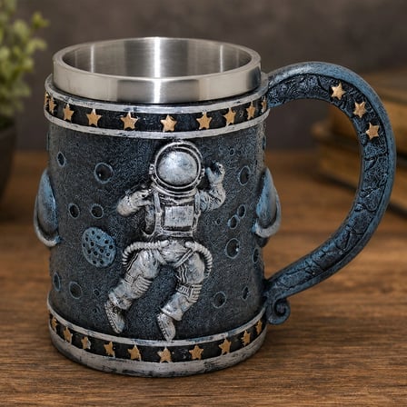 Nevamel® 3D Astronot Tasarımlı Kupa Bardak - Çelik İç Yüzeyli - Uzay Teması
