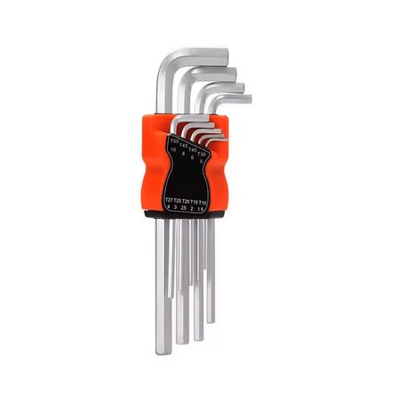 Nevamel® Alyan Anahtar Seti - 9 Parça - Krom - Uzun - Düz