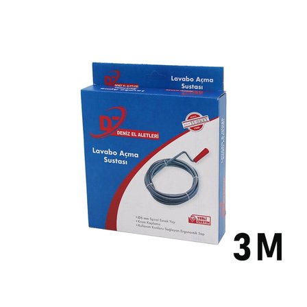 Nevamel® 3 Metre Lavabo Açma Sustası - Spiral Esnek Yay - 6 mm