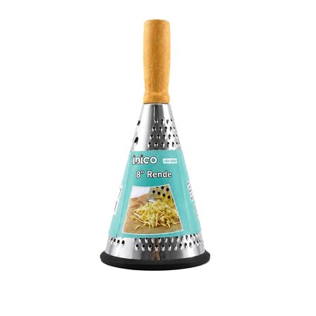 Nevamel® Huni Model Rende - 3 Bölümlü - Paslanmaz Çelik - Ahşap Bambu Saplı - Silikon Taban