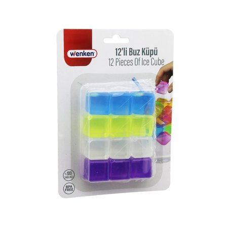 Nevamel® 12'li Buz Küpü Seti - Su Dolu - Renkli Plastik