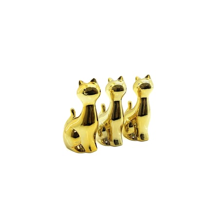 Nevamel® Orta Boy Kedi Tasarımlı Biblo - Seramik - Parlak Altın - Süs