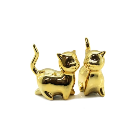 Nevamel® Kuyruklu Kedi Tasarımlı Biblo - Orta Boy - Seramik - Parlak Altın