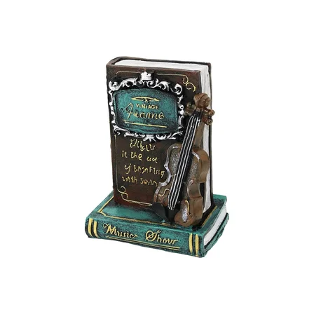 Nevamel® Kitap ve Keman Tasarımlı Biblo Kumbara - Vintage Model - Dekoratif Obje