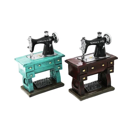 Nevamel® Dikiş Makinesi Tasarımlı Vintage Dekoratif Biblo - Tasarım Kumbara - Reçine Malzeme