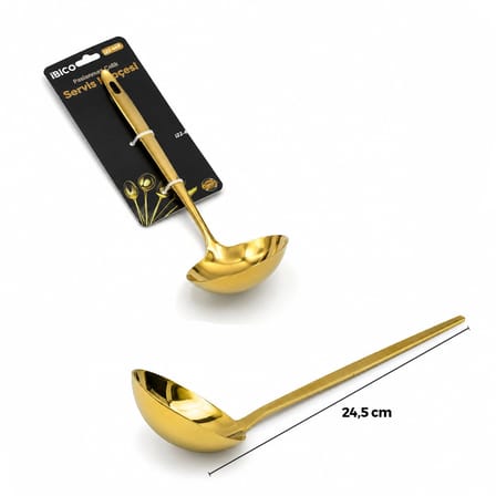 Nevamel® Metal Servis Kepçesi - Gold Renk - 24.5 cm