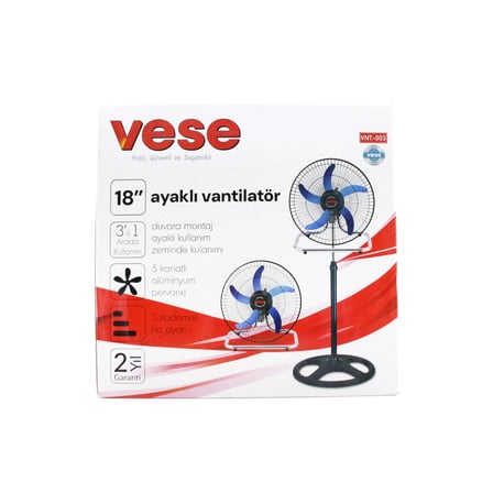 Nevamel® Sanayi Tipi Ayaklı Vantilatör - 5 Metal Kanatlı - 18 İnç 46 cm