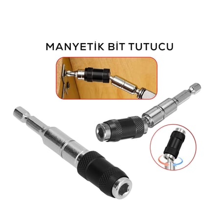 Nevamel® Manyetik Bits Tutucu - Mafsallı - Döner Başlık