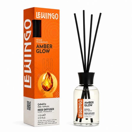 Nevamel® Amber Glow Bambu Çubuklu Oda Kokusu - 110 ml - Cam Şişe 