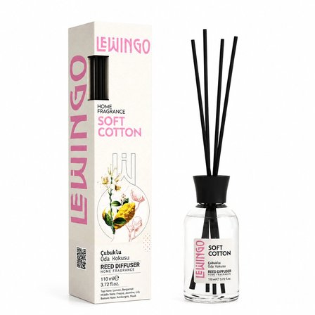 Nevamel® Soft Cotton Bambu Çubuklu Oda Kokusu - 110 ml - Cam Şişe 